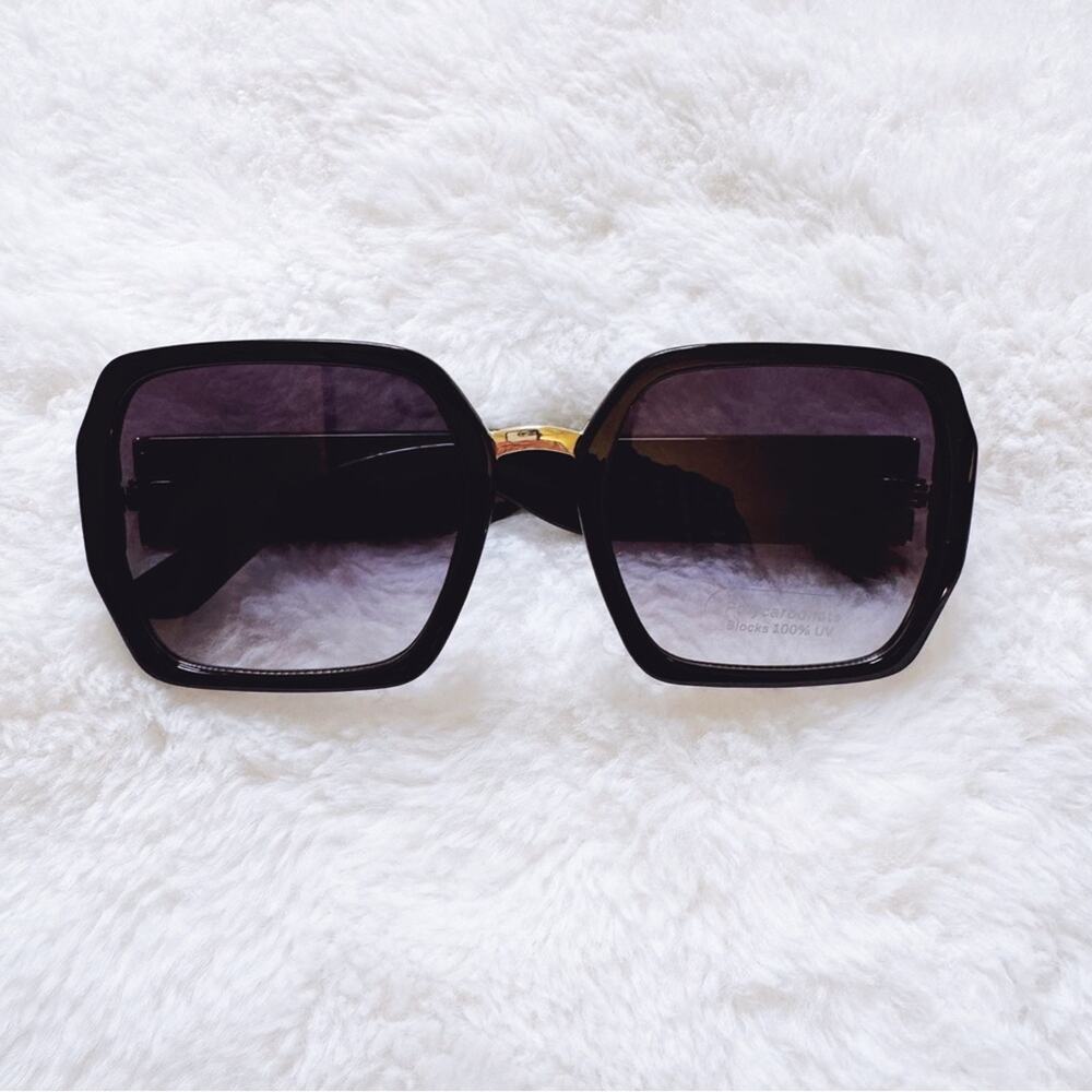 Layla Black Sleek Square Sunglasses